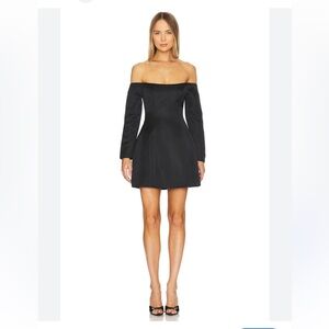 ELLIATT Vida off the shoulder mini dress in black cocktail classic timeless L